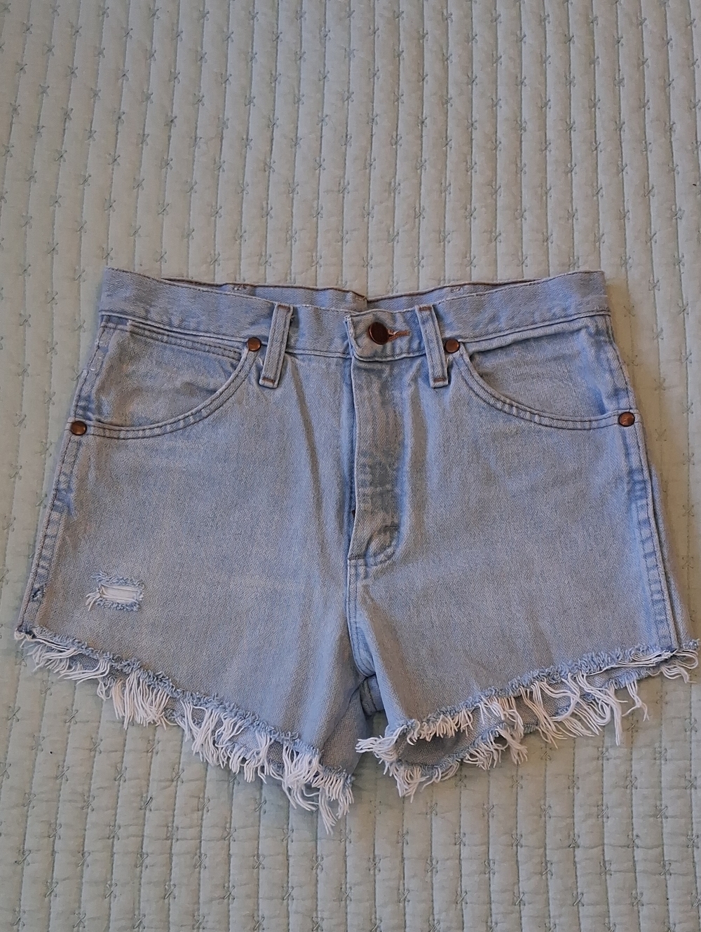 Wrangler Light Blue Distressed Denim Cutoff Shorts